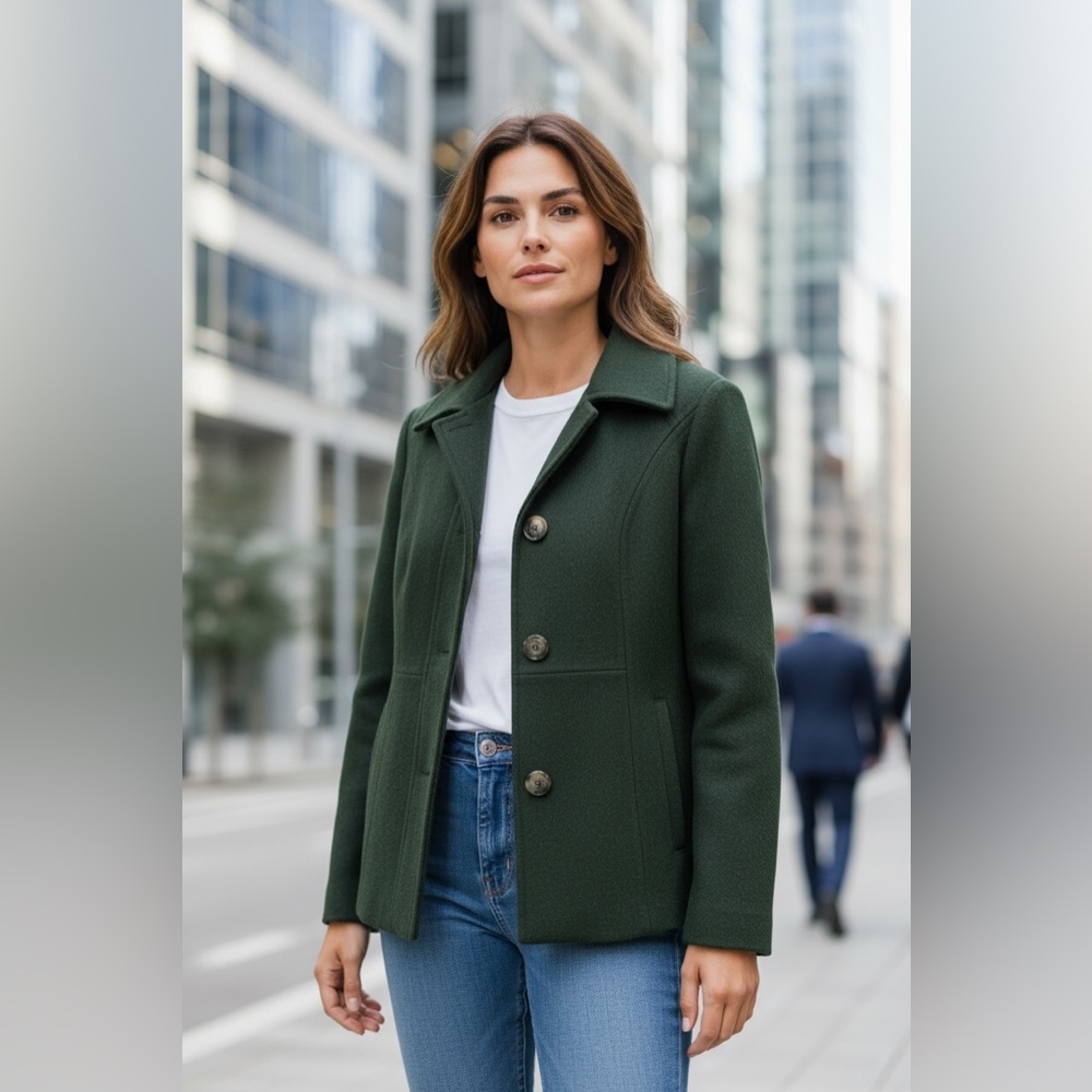 Vintage Anne Klein Dark Green Pea Coat